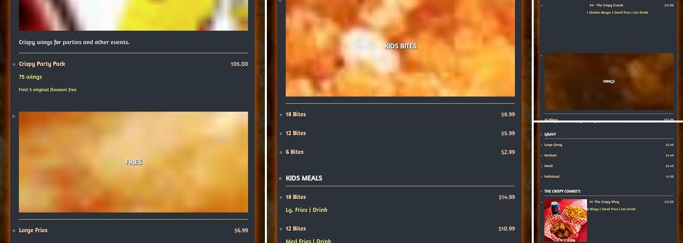 The Crispy Wing Menu