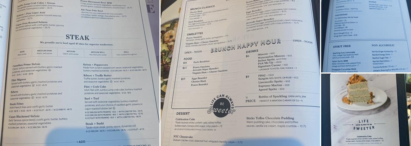 Earls Kitchen + Bar Menu