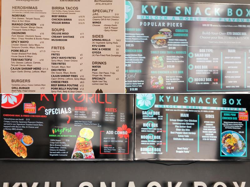 Kyu Snack Box Menu