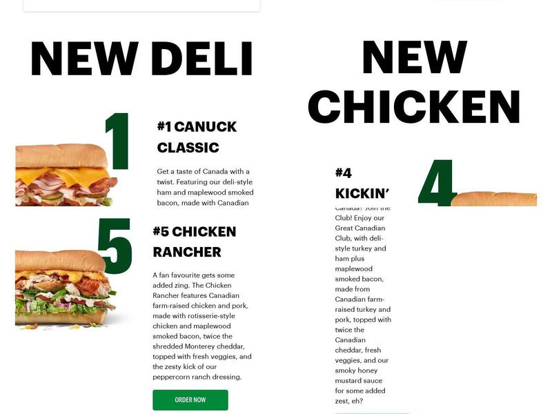Subway Menu