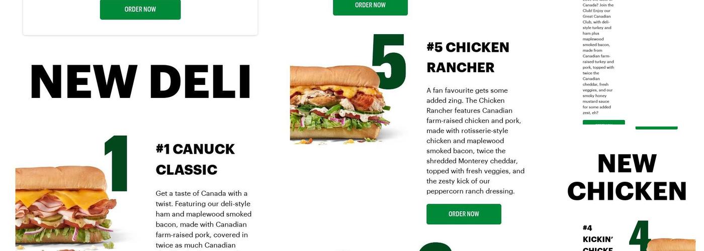 Subway Menu