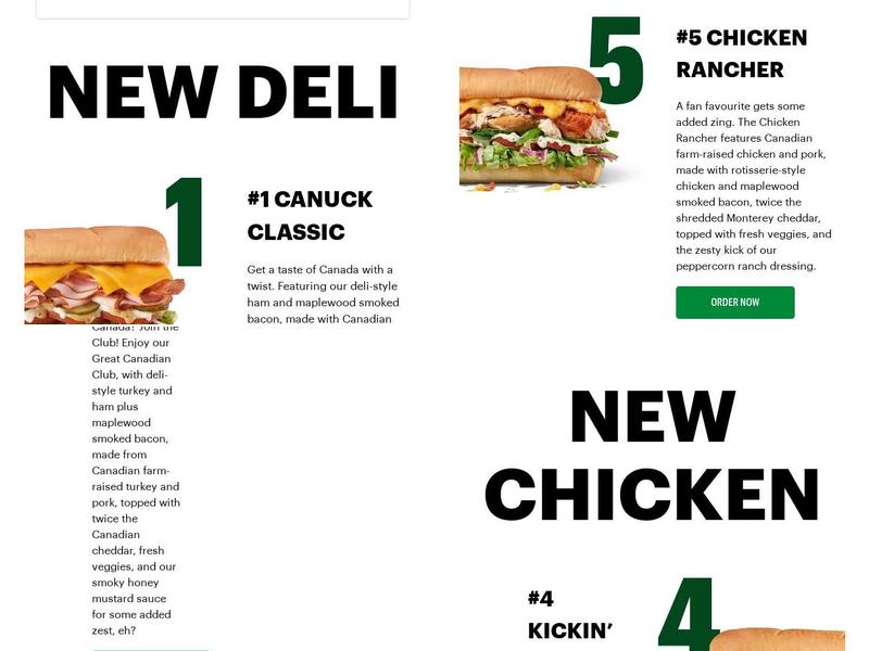 Subway Menu