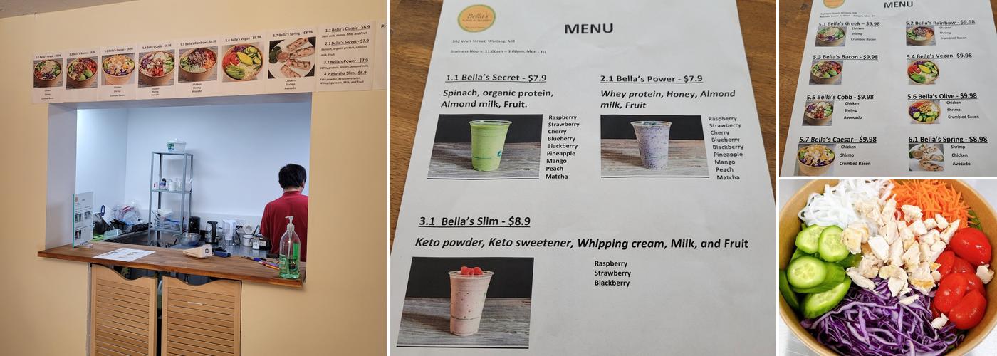 Bella's Salads & Smoothies Menu