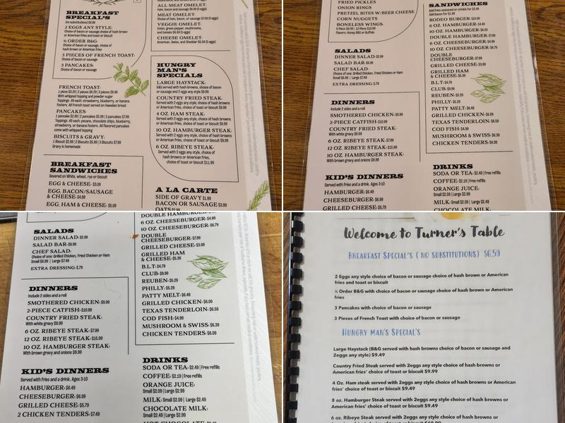 Crab Orchard Golf Club Menu