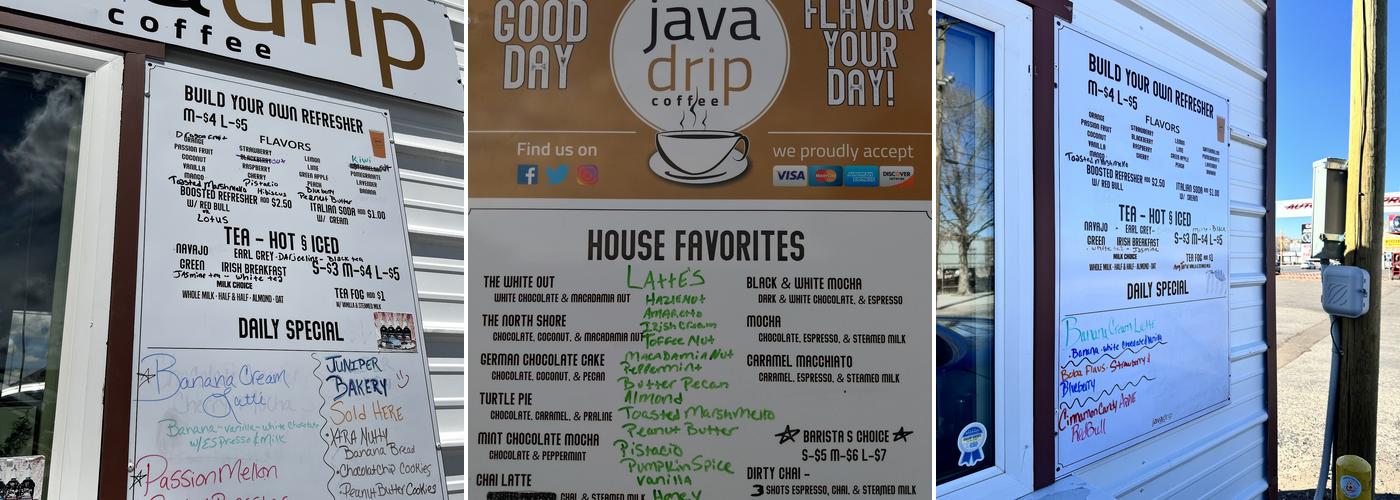 JAVA DRIP COFFEE Menu
