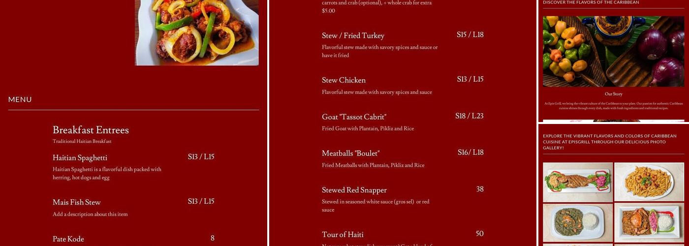 Epis Grill Menu