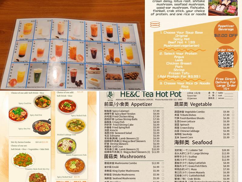 HE&C Tea + Pot Menu