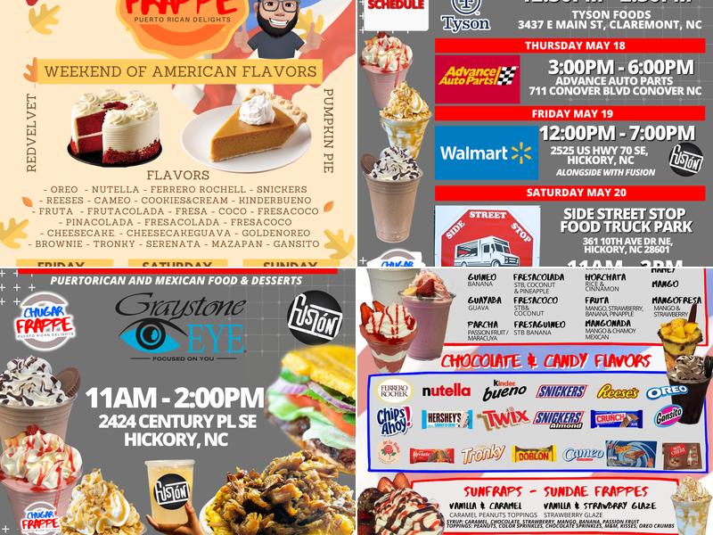 Chugar Frappe Menu