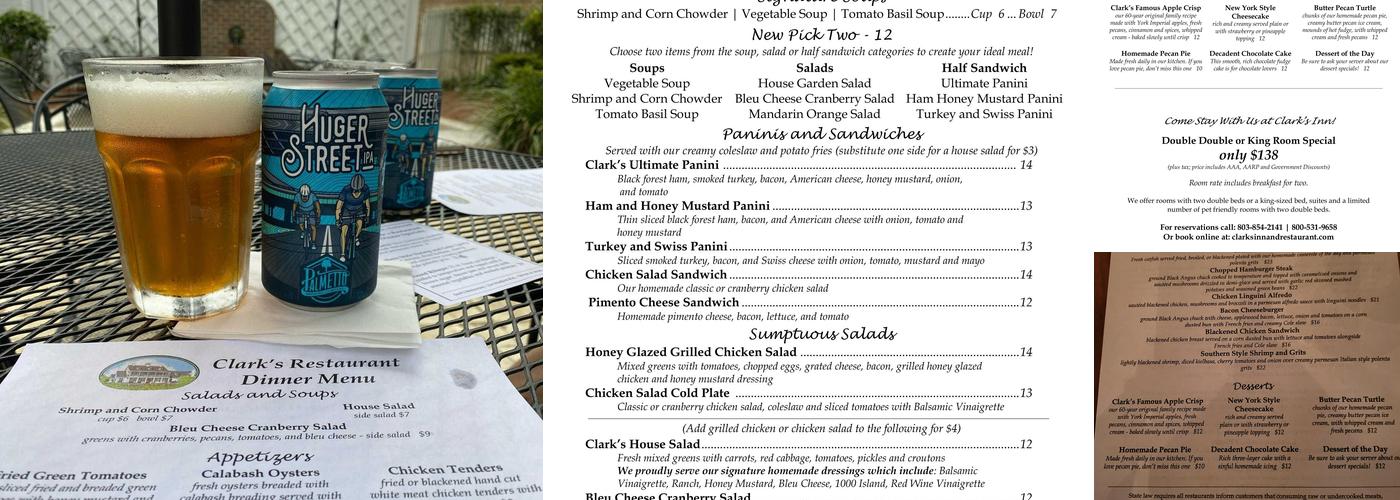 Clark's Inn Menu