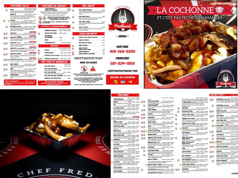 Chef Fred Poutinerie Menu
