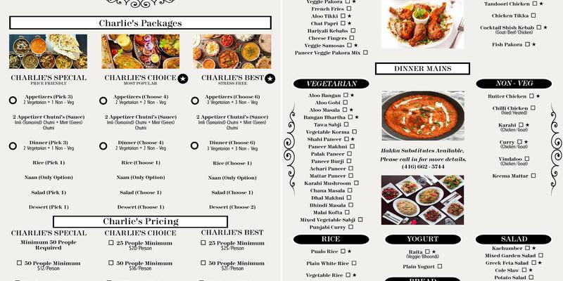 Charlie's Kitchen Menu