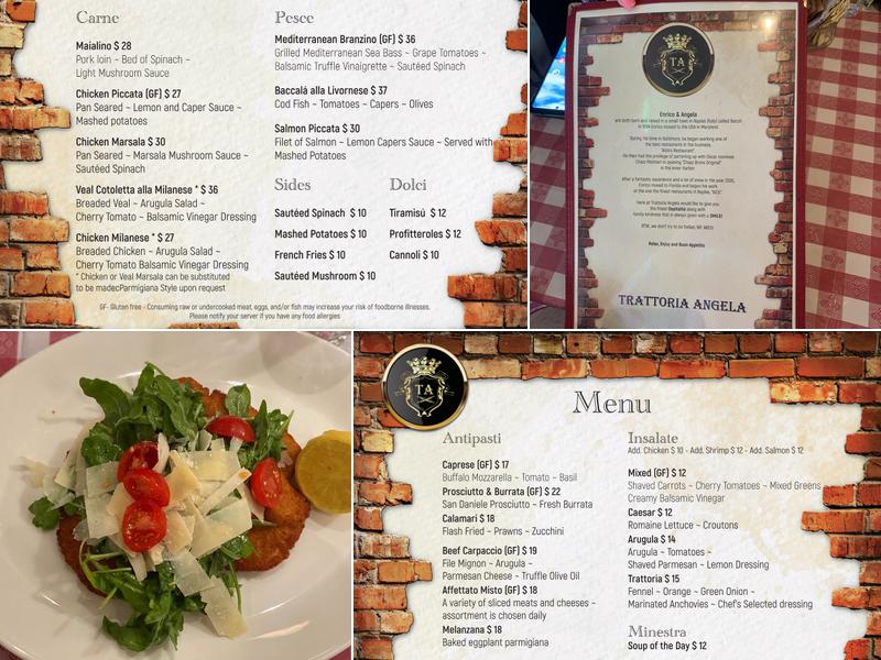 Trattoria Angela Naples Menu