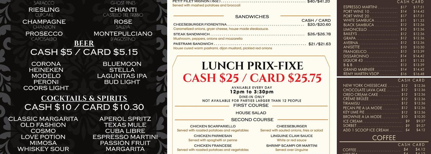 Fiorentina Steakhouse Menu