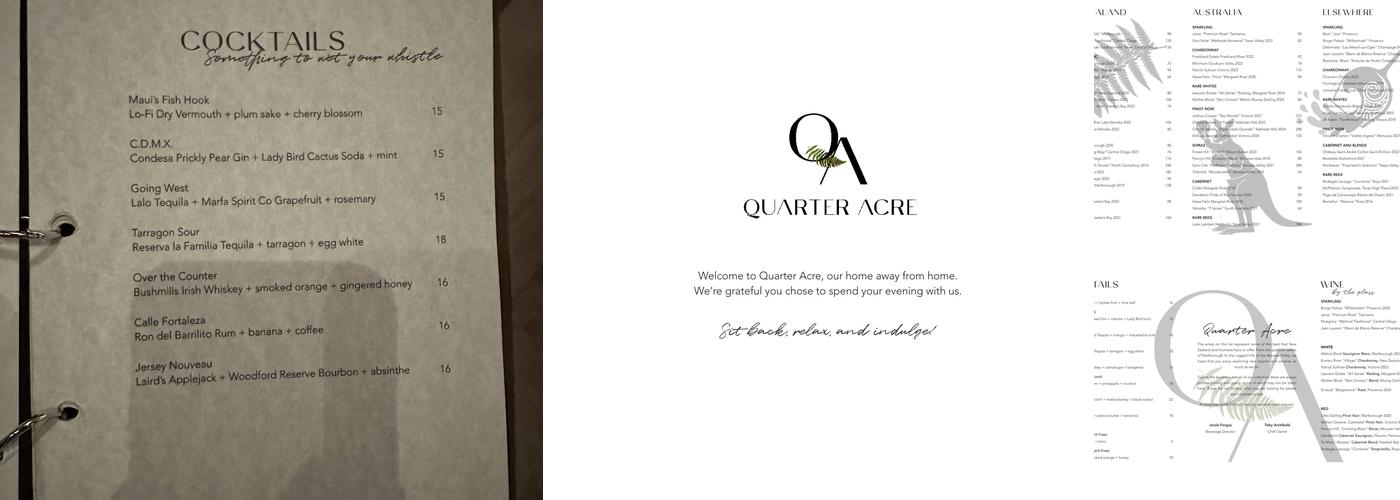 Quarter Acre Menu