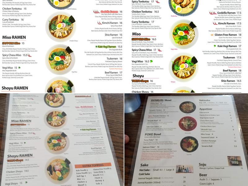 Sukiya Ramen Menu