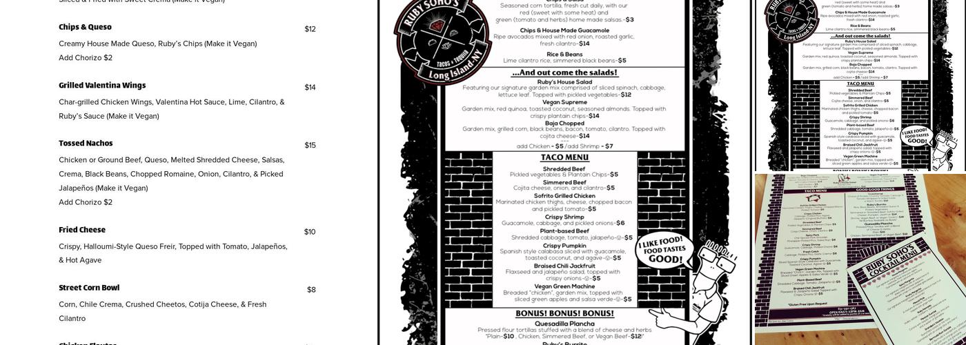 Ruby Soho’s Menu