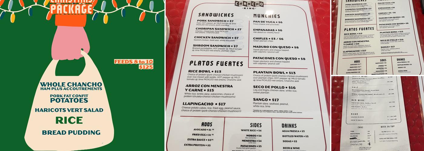 Chancho King Menu
