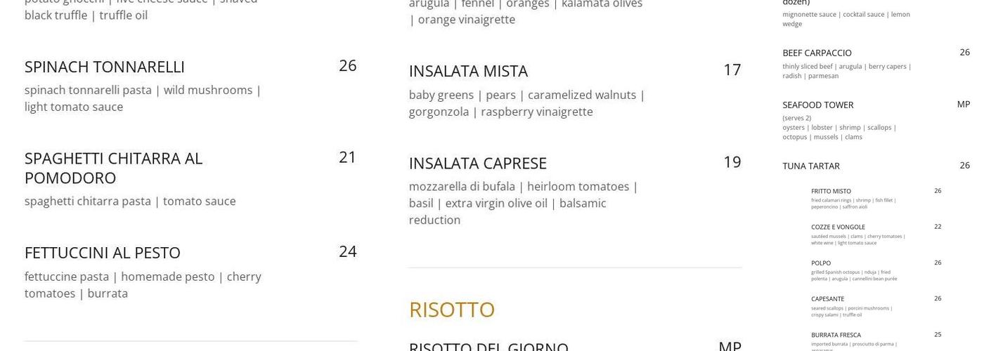 Mona Lisa Mare E Monti Menu