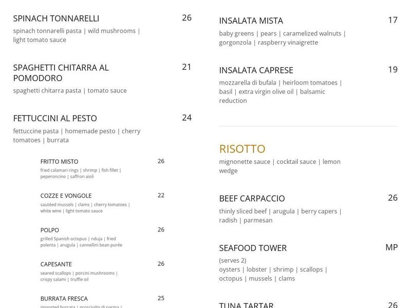 Mona Lisa Mare E Monti Menu