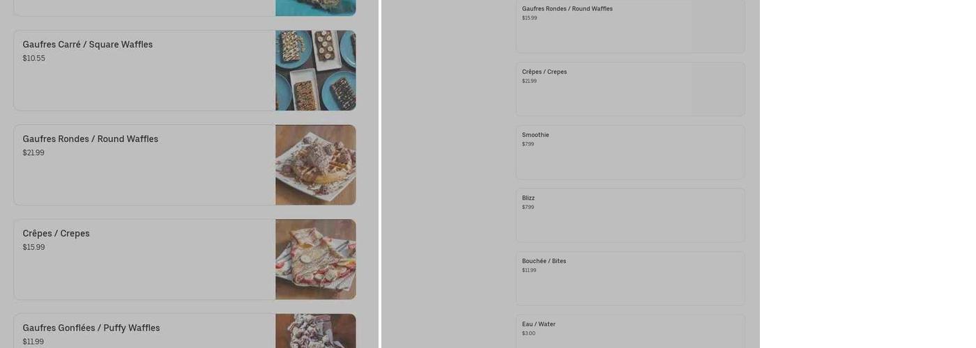 Gaufres et Glaces Longueuil Menu