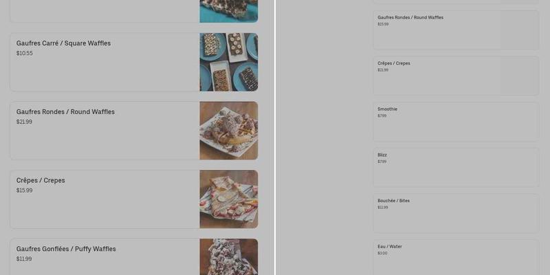 Gaufres et Glaces Longueuil Menu