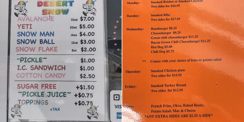 Desert Snow to Smoking Embers Menu