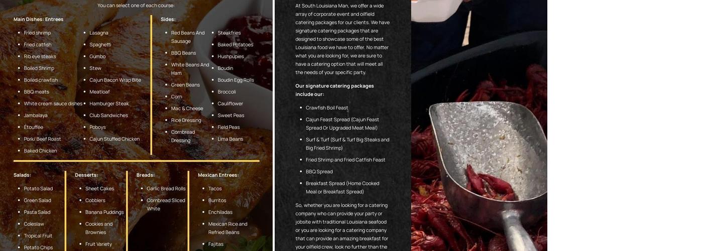South Louisiana Man Menu
