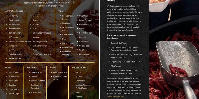 South Louisiana Man Menu