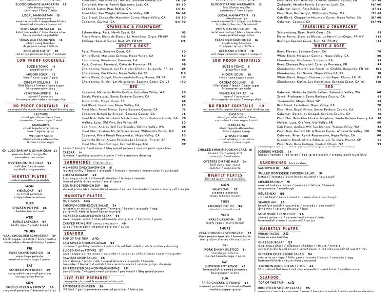 Neighborhood Services Menu