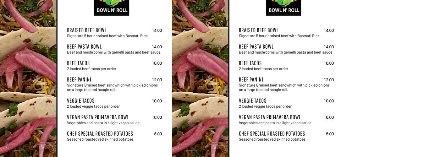 BOWL N' ROLL Menu