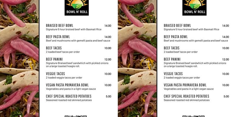 BOWL N' ROLL Menu