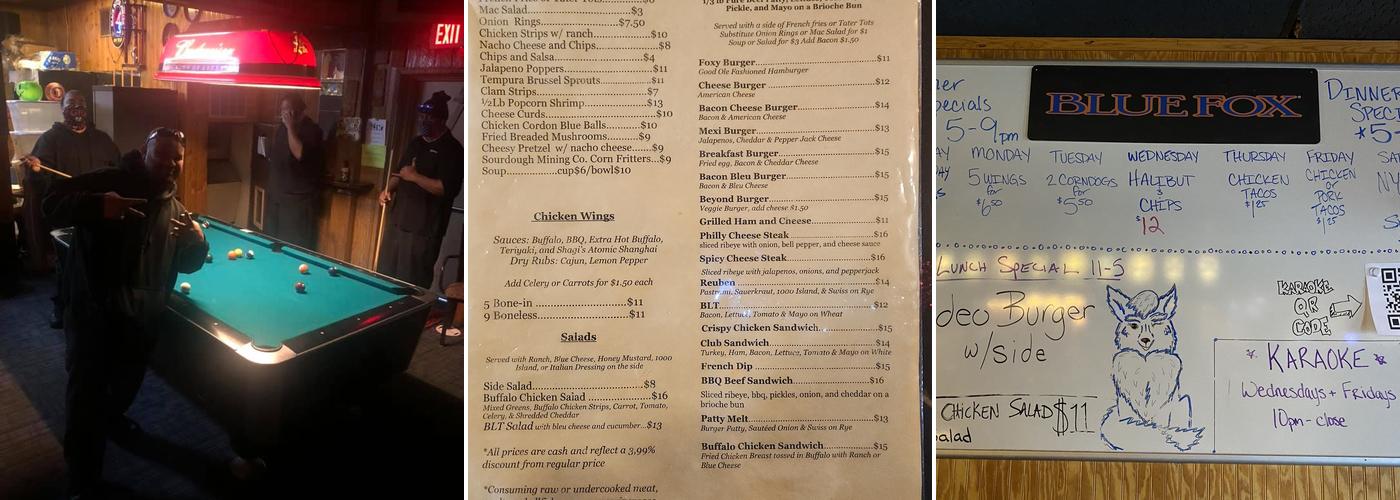The Blue Fox Menu