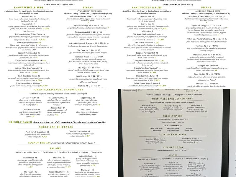 Bartlet Street Andover Menu
