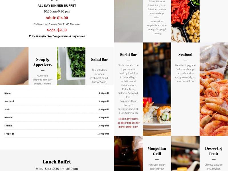 Grand China Buffet Sushi & Grill Menu