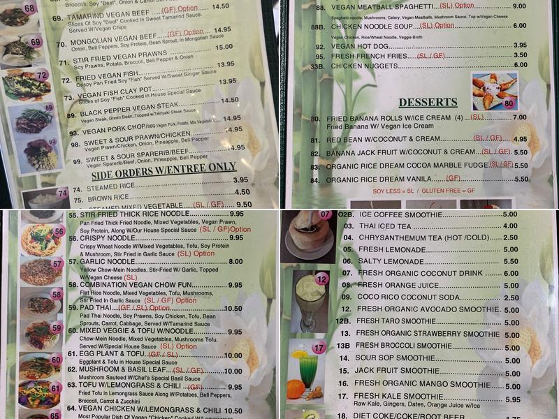 Go Vegan Menu