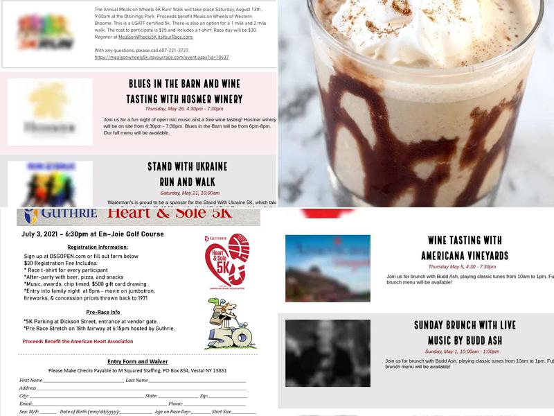 Waterman's Cafe & Tasting Barn Menu