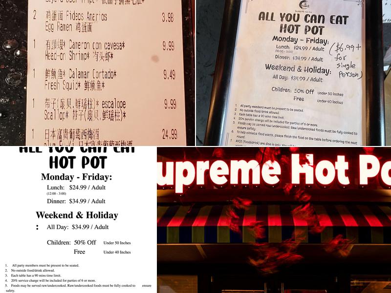 Supreme Hot Pot Menu