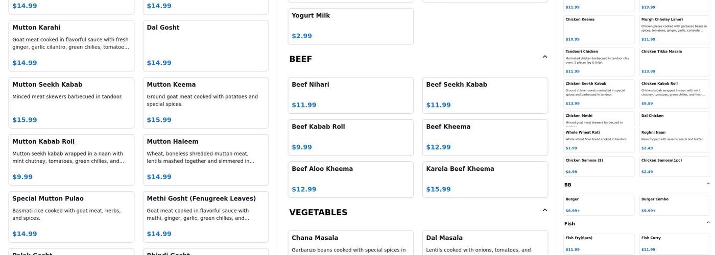 Pak Halal Kitchen Menu