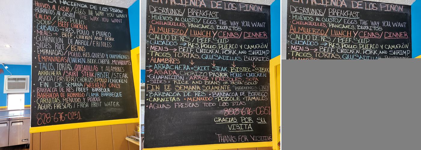 La Hacienda De Los Pinon Menu