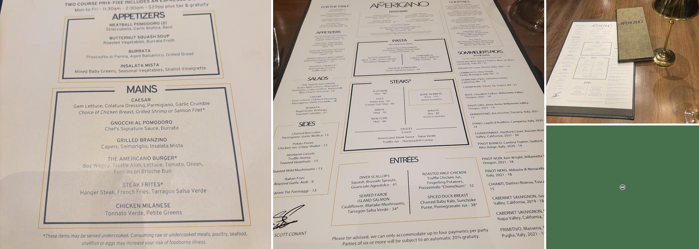 The Americano Atlanta by Scott Conant Menu