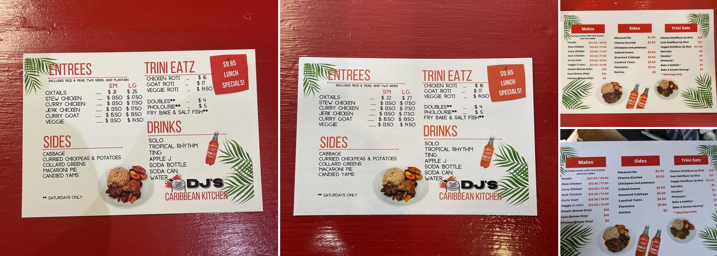 DJ’s CARIBBEAN KITCHEN Menu