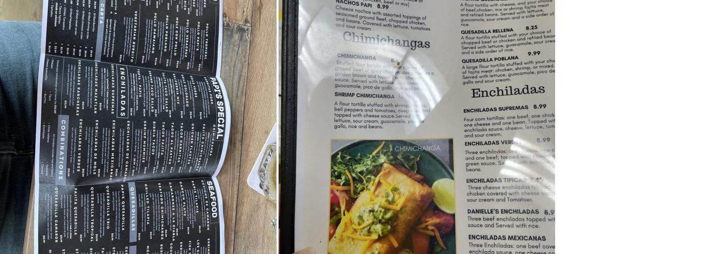 Papi's Mexican Grill Menu