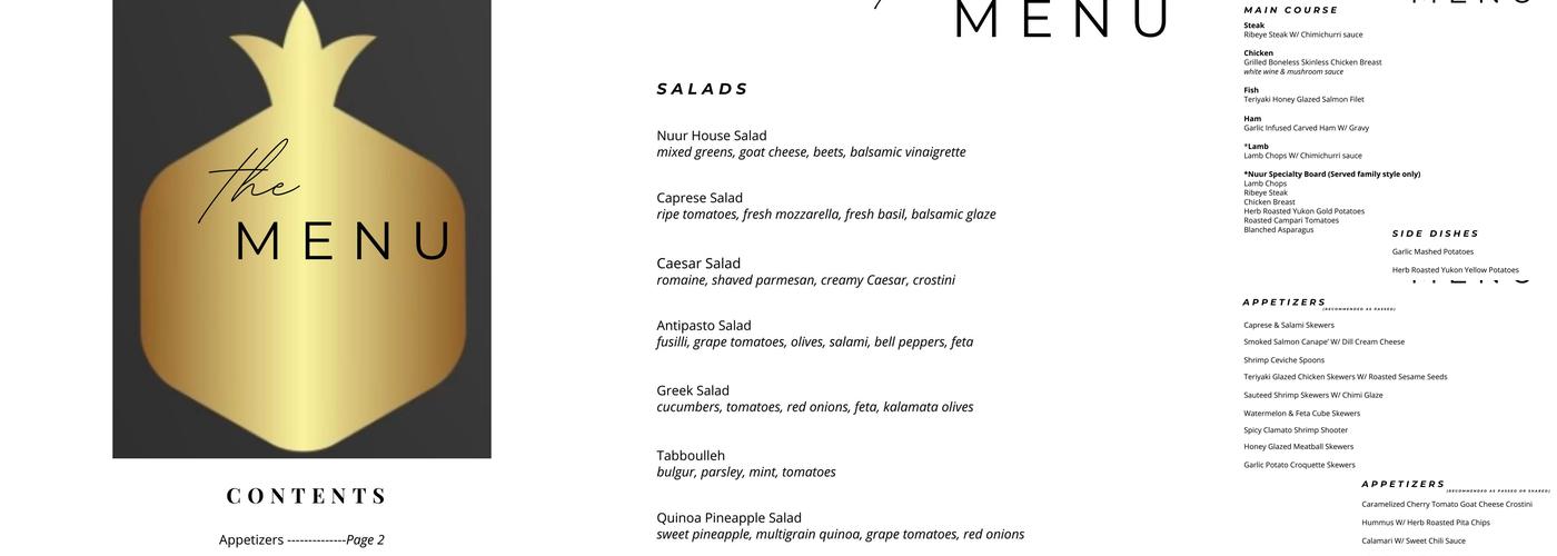 Noor Restaurant & Event Center Menu