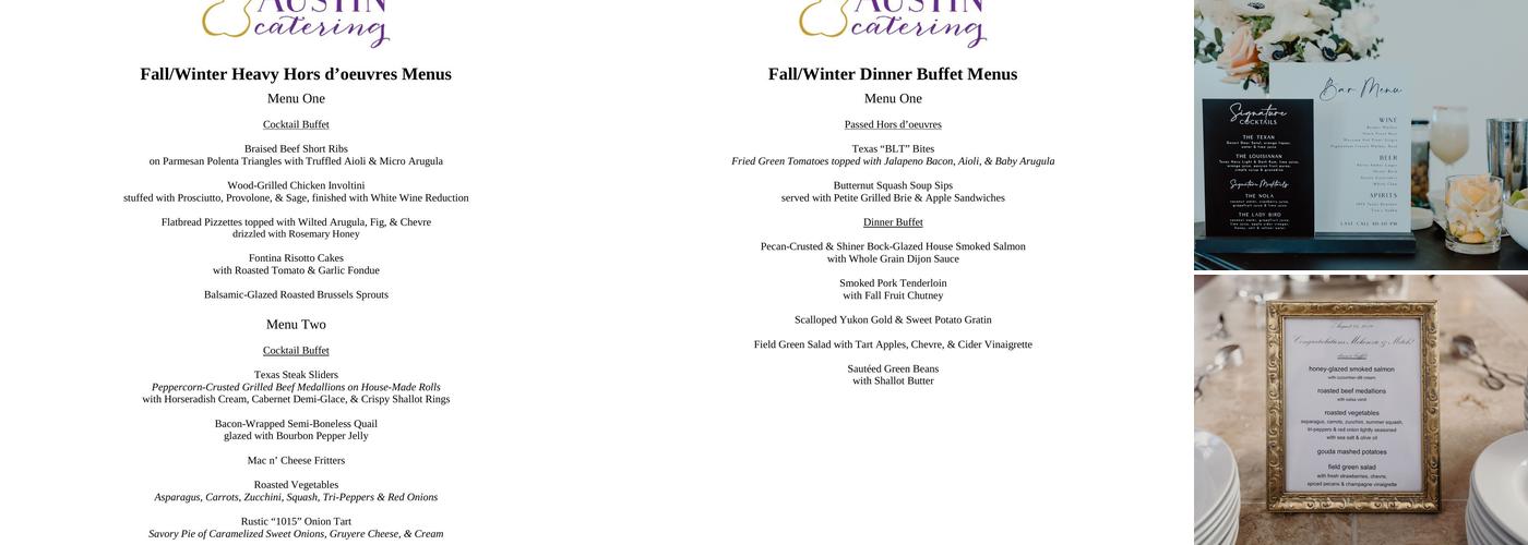 Austin Catering Menu