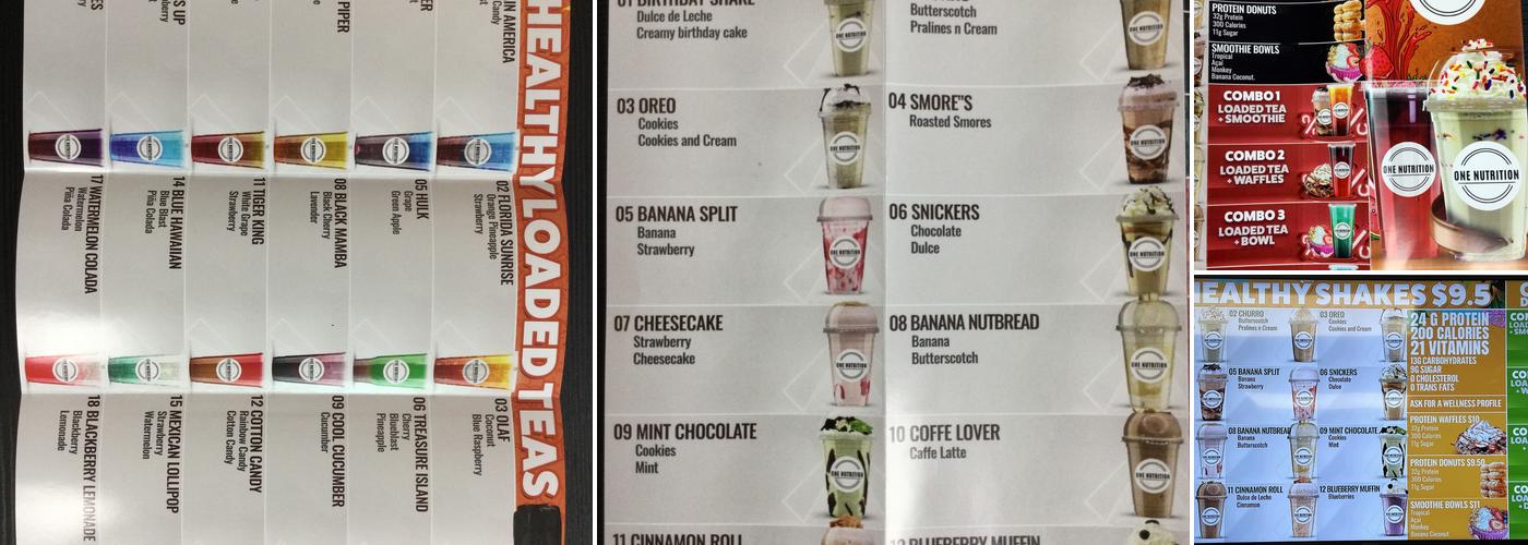 ONE NUTRITION Menu
