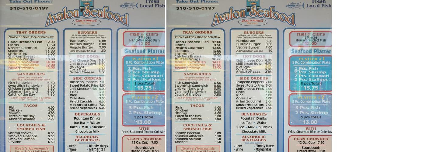 Earl and Rosie's Seafood Place Menu