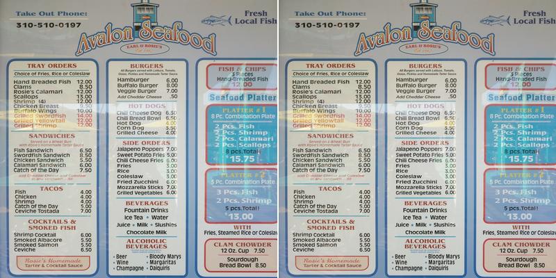 Earl and Rosie's Seafood Place Menu