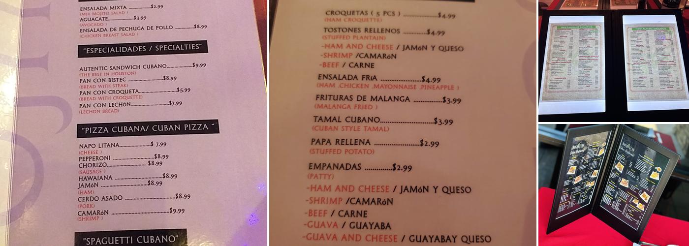 Mojitos Menu