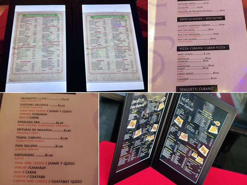 Mojitos Menu