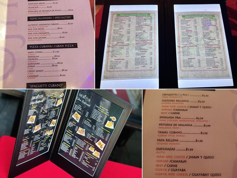 Mojitos Menu